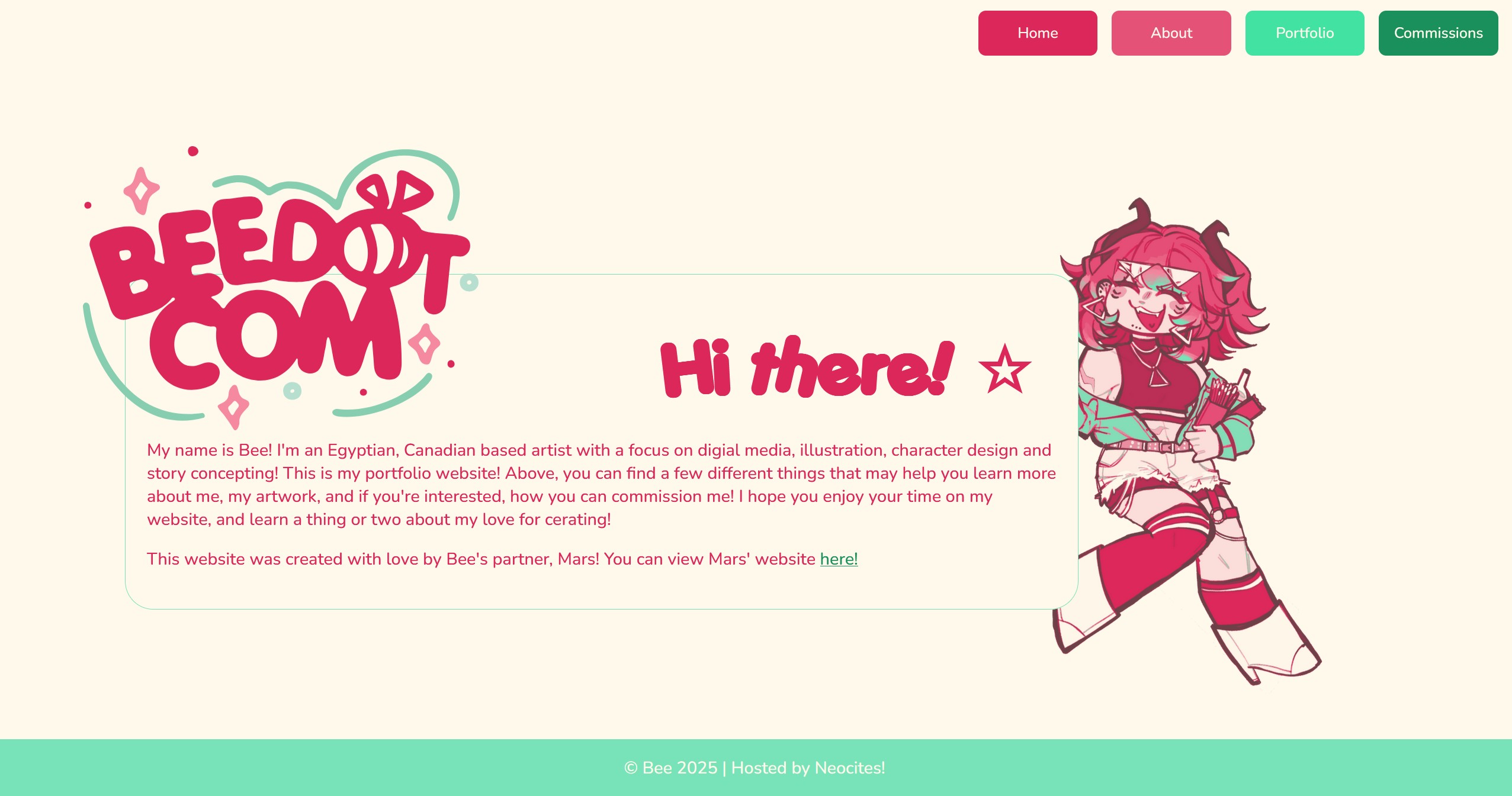 Bee's concept website, illustration by beedotpng. 2025.